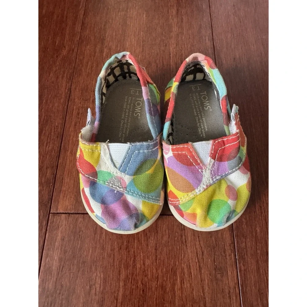 Toms Baby Shoes Circles Dots Blue Orange Yellow Green T3